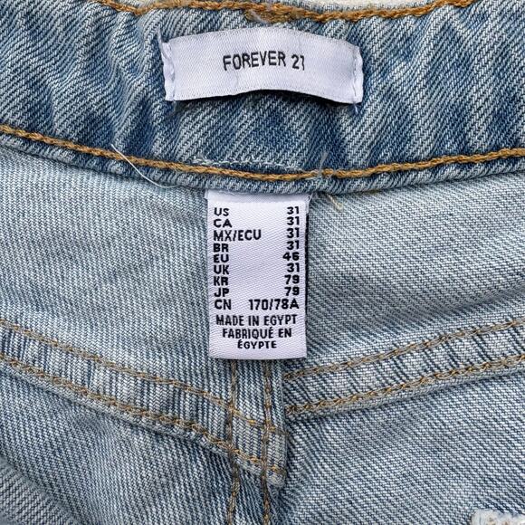 Forever 21 Denim Jean Shorts 31 NWT Light Wash High Rise Mushroom Boho Festival - Picture 7 of 8